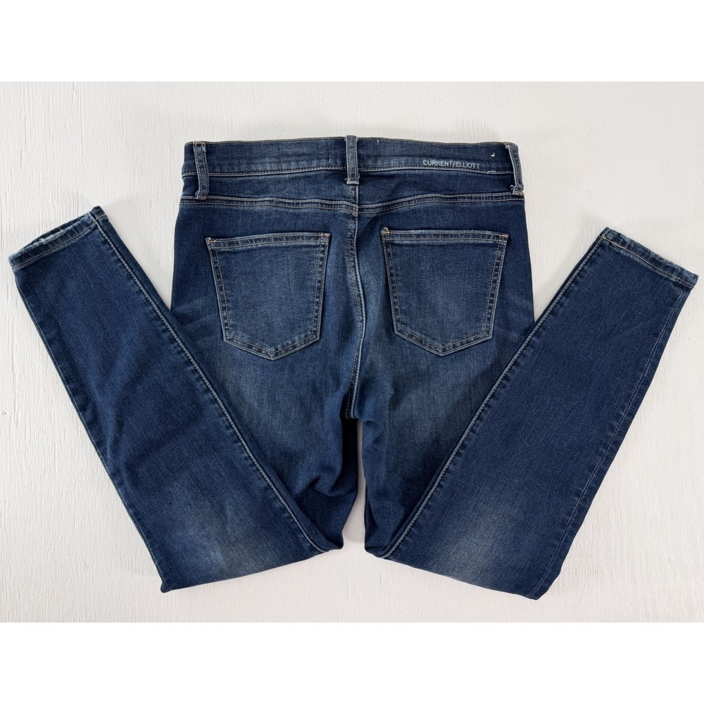 Current Elliott High Waist Ankle Skinny Strigh Jeans Size 8 Dark Wash Stretch